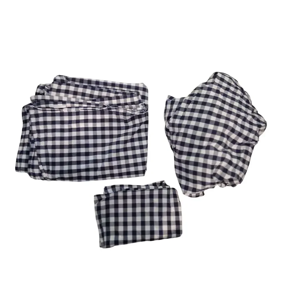 Pottery Barn Kids sheet set twin navy white gingham organic cotton